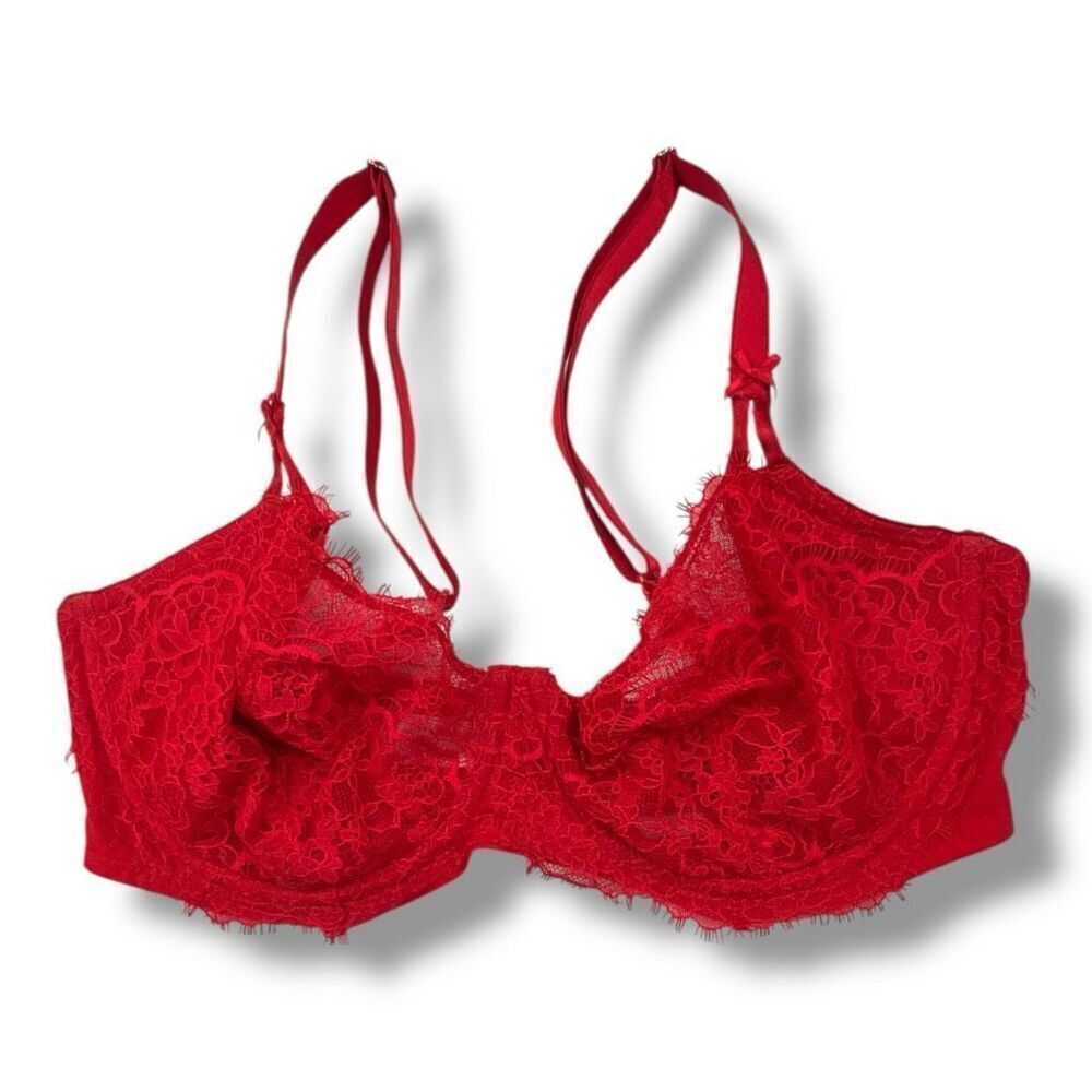 Victorias Secret Dream Angels Red Lace Underwire Bra Size 38D